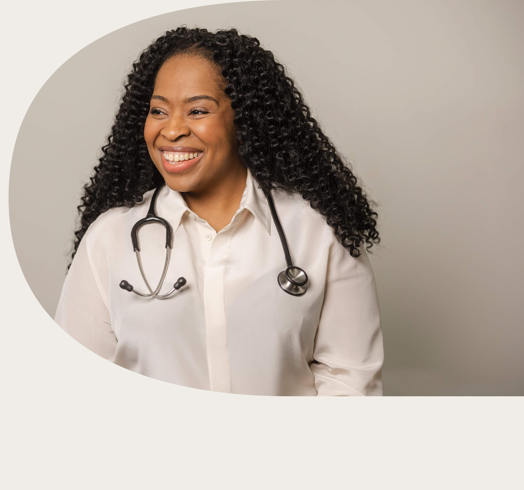 Female doctor smiling.