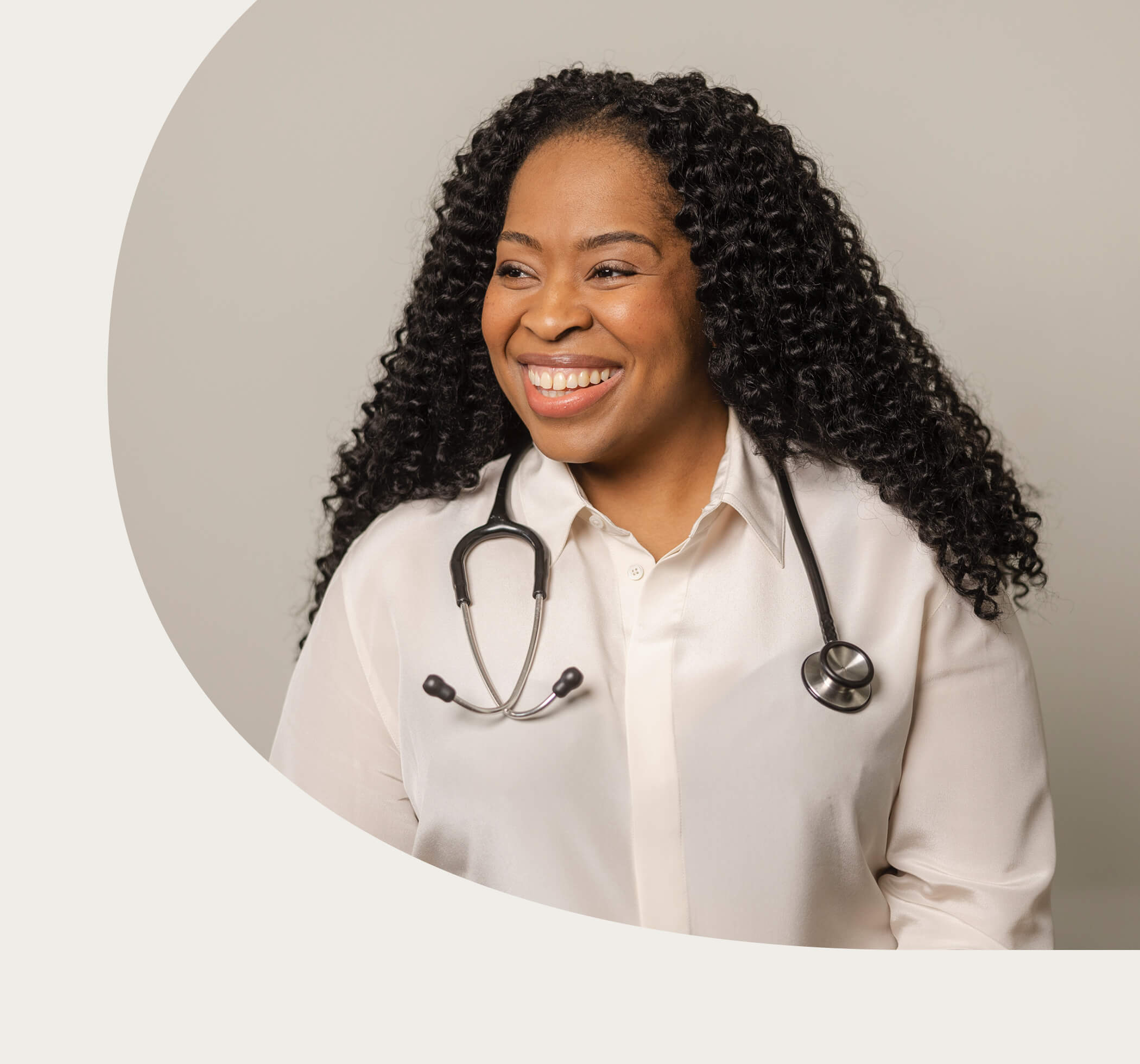 Female doctor smiling.