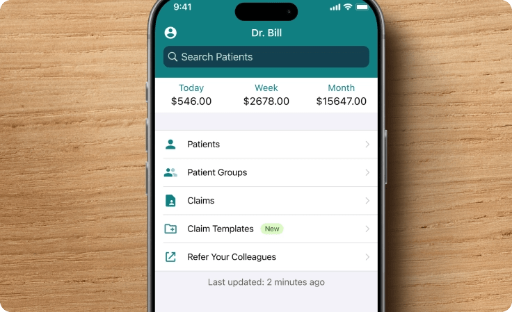 Dr. Bill billing overview on phone